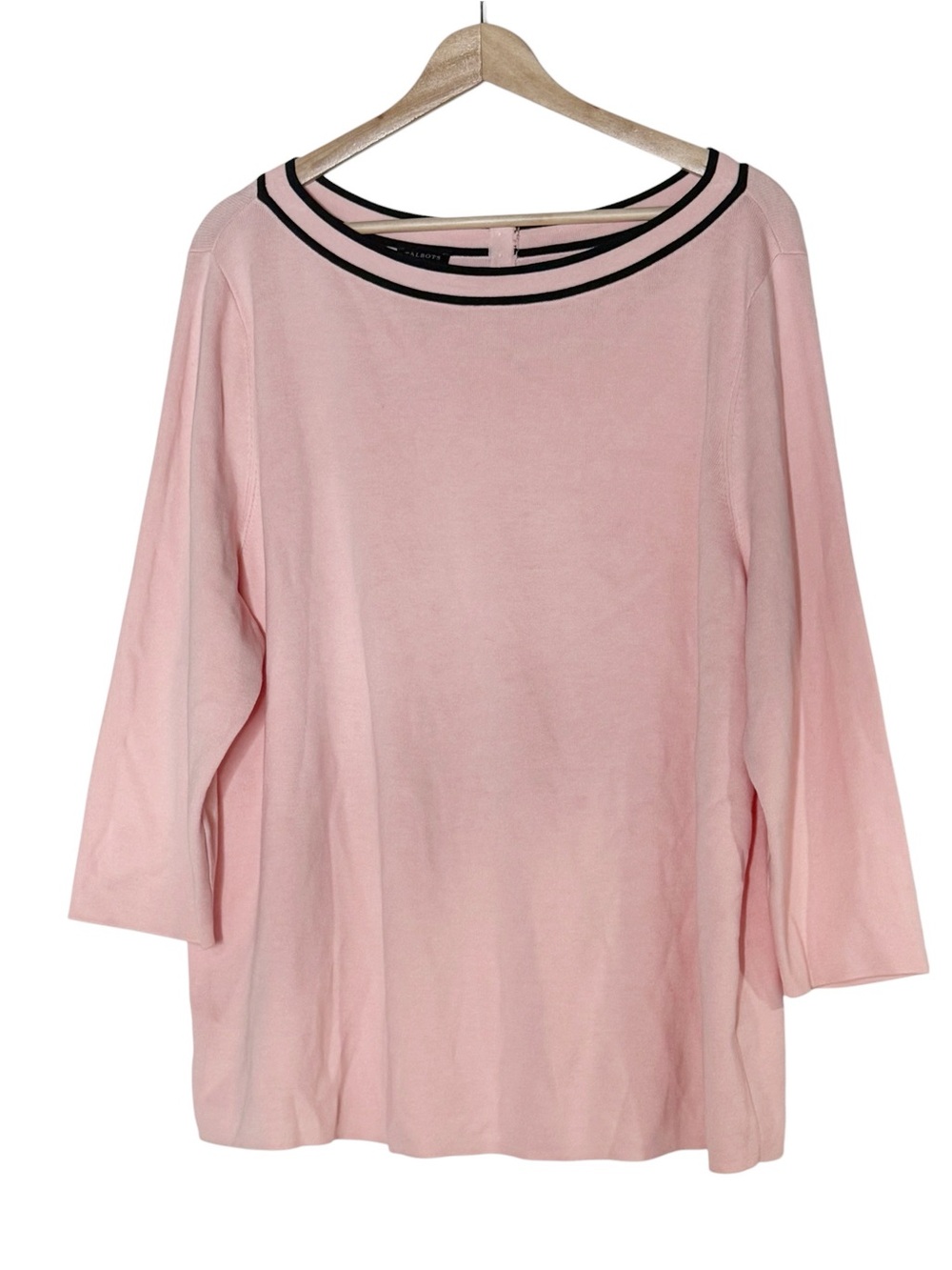 Talbots Pink Knit Pullover sweater Size 3X Button Detail Soft Stretch Office